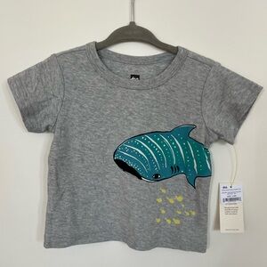 Tea Collection NWT Whale Gray And Blue Short Sleeve T-Shirt Size 3-6 Months
